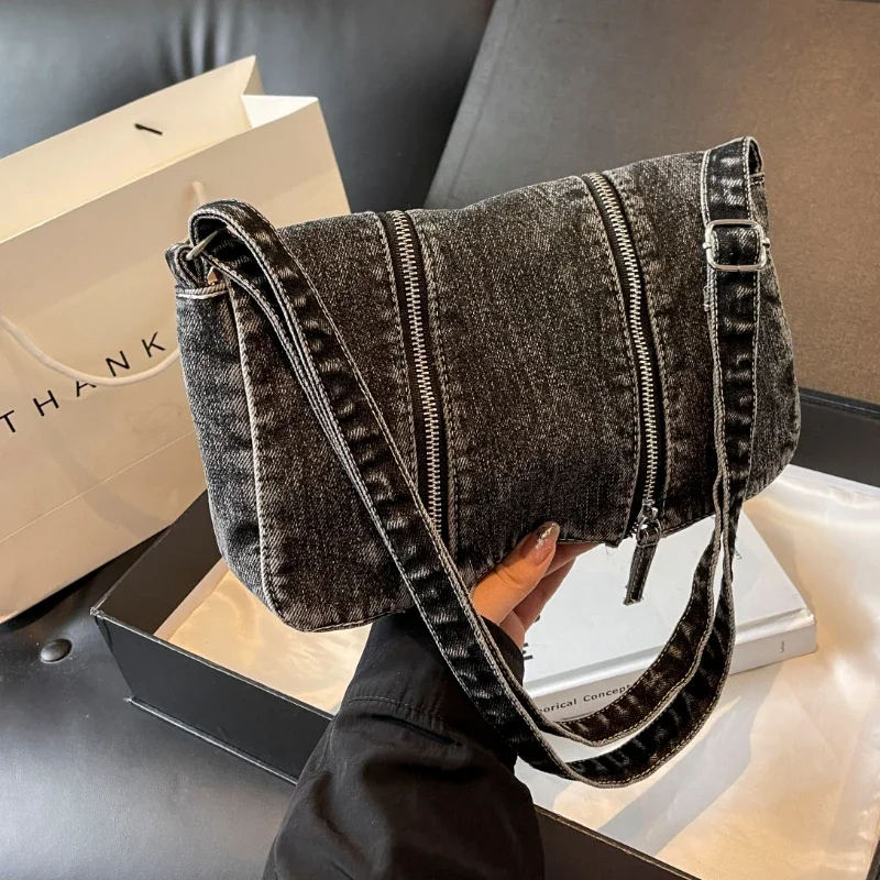 Solid Zipper Denim Versatile S - огляд і ціна Women'S Bags New Look