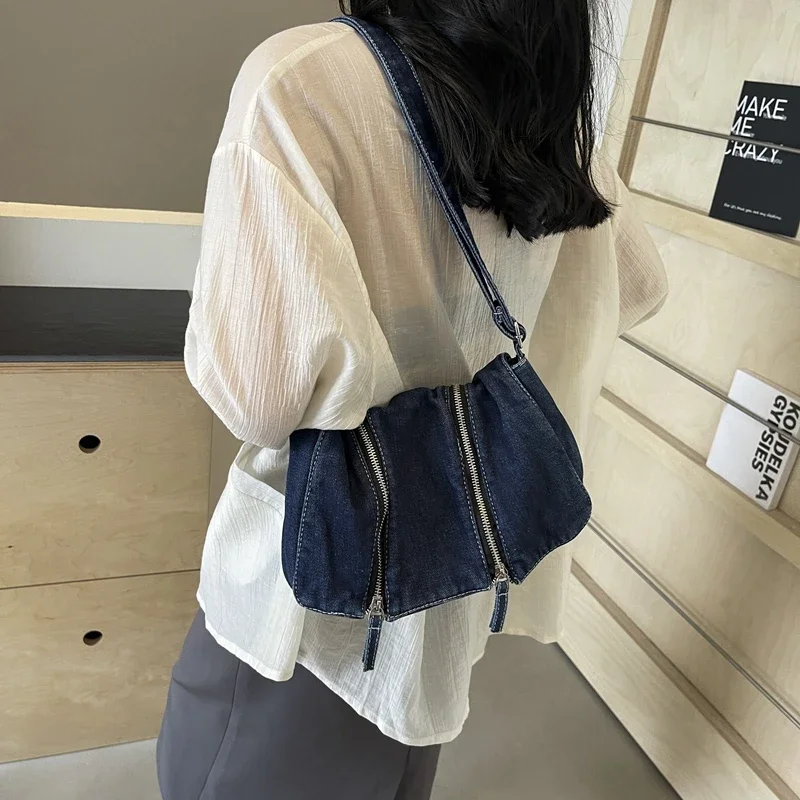 Solid Zipper Denim Versatile S - огляд і ціна Women'S Bags New Look