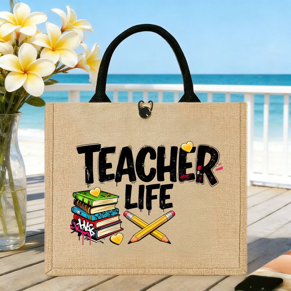 Teacher Life Books Pencils Hea - огляд і ціна Women Bags Jute