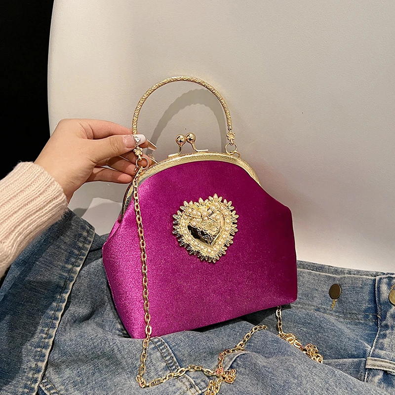 Chains Velvet Frame Heart Dinn - огляд і ціна Women Bags Sale